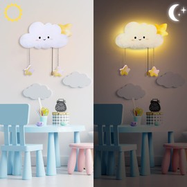 Aurelema Kids Wall Lamp Sleeping Nursery Lighting Floating Battery Operated Hanging Lamp for Baby Boys Girls Bedroom Room Nursery Wall Decorations(Cloud)