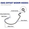 UCEC UCEC Fishing Hooks, 100pcs EWG Offset Worm Hooks Bass