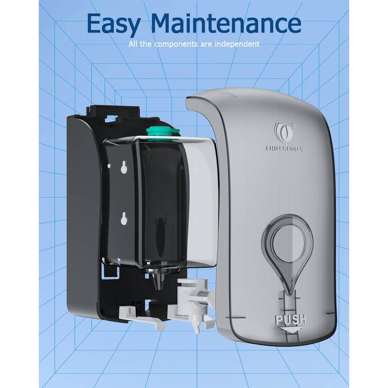 Foaming Hand Soap Dispenser, 35oz (1000ml) Manual Refillable Wall Mount