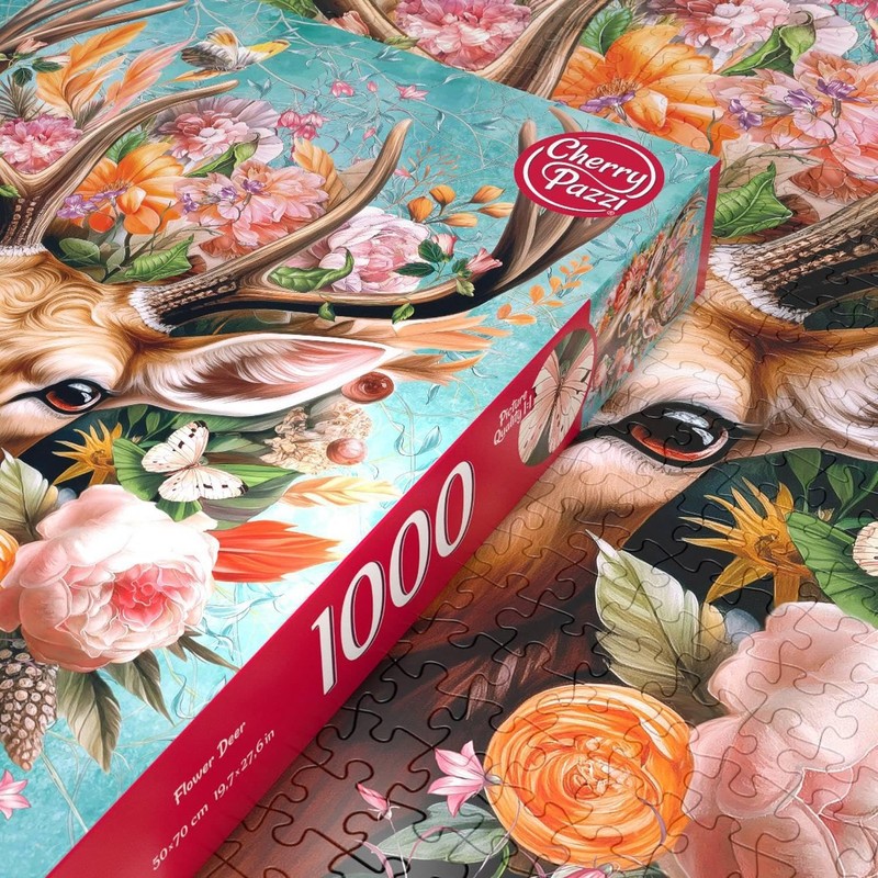 CherryPazzi 1000 piece puzzle: Deer in Flowers