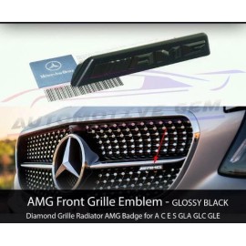Mercedes for Front Diamond Grille Emblem Radiator Gloss Black Badge  C43 E43 E53