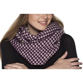 i-Smalls Women's Donna Crochet Knit Warm Winter Snood Scarf (Berry/Cream)