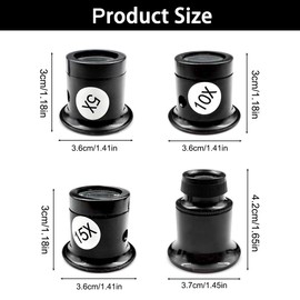 4Pcs Jewellers Loupe Jewellery Magnifying Glass Jewellery Eye Glass Eye Loupe Magnifier Watchmakers Eye Glass Monocle Eyeglass for Coins Jewelry Rocks (5X 10X 15X 20X)