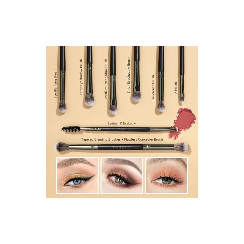 MAGEFY 12 Piezas Brochas para Maquillaje de Doble Función y