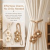 VLUNT 4 Pack Wooden Floral Beaded Curtain Tie Backs Rope