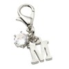 Cream dot. Charm, 18k Coated, Initial, Alphabet, Cubic Zirconia, Single