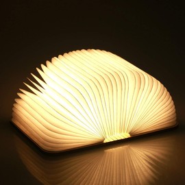 YUANJ Hölzerne Faltende Buchlampe, Magnetisches LED Buchlampen, Dekorative Lichter/Nachtlicht, USB Aufladbare Schreibtisch Lampe, ldeal Geschenk für Frauen/Eltern/Kinder (Weißer Ahorn, 9*12*2.5 cm)