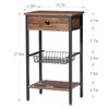 VECELO Tall Side End Table, Nightstands Shelf Storage Organizer with