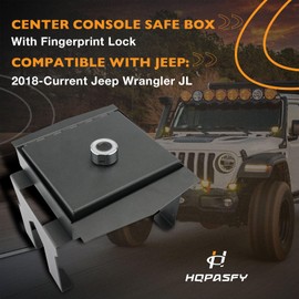 HQPASFY Center Console Safe Vault Safe Box with Fingerprint Lock Compatible with 2018-Current Jeep Wrangler JL Armrest Lock Security Storage Organizer Box