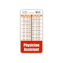 Physician Assistant Badge Buddy Vertical w/Height & Weight Conversion Charts (Standard, Red)
