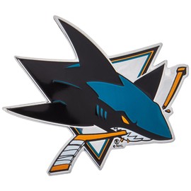 FANMATS 60500 San Jose Sharks Heavy Duty Aluminum Embossed Color Emblem, Auto Emblem Decal