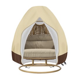 Egg Chair Cover Double - 91x87 Inch Patio Hanging 420D Oxford Durable Waterproof Outdoor Chair Cover for Porch Wicker Egg Swing with Zipper