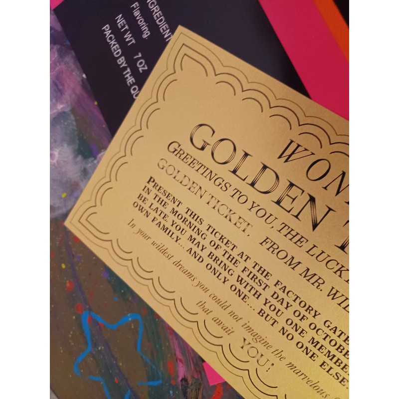 CUSTOM MADE Willy Wonka Wonka Wrapper and Golden Ticket Replica