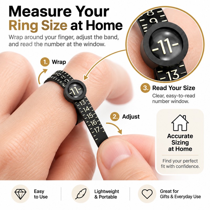 Ring Sizer with Magnifier for Finger Measuring – US/UK/EU/HK Size