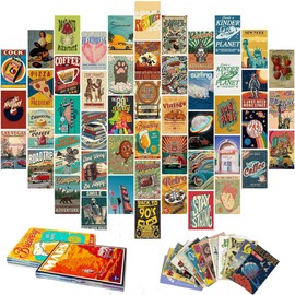 FGXY 100pcs Vintage Wall Collage Kit, Aesthetic Picture Indie Vintage Rock Wall Collage Kit, Retro Music Concert Album, for Retro Enthusiasts and Family and Friends