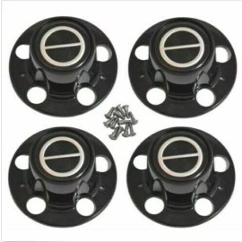 Aftermarket Products 4pcs 1980-1996 FORD F150 BRONCO VAN MatteBLACK  Wheel Hub Center Caps BLACK