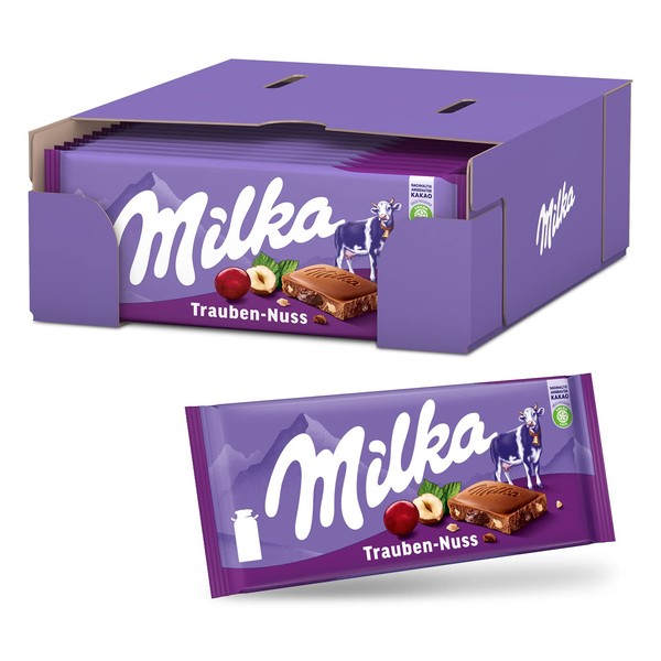 Milka Alpine Milk Chocolate Raisin And Nut 100 G (Pack Of 20)