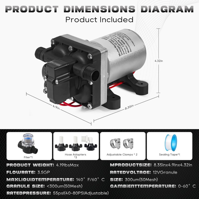 12V RV Water Pump 4008-101-A65/E65 | 3.0 GPM - 55