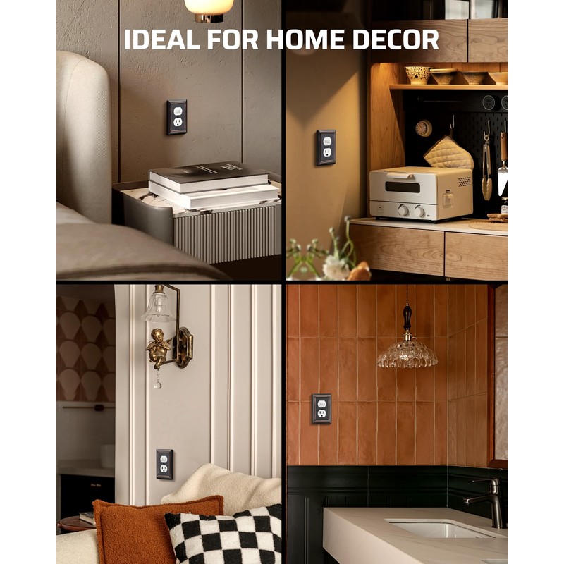 DEWENWILS 4-Pack Duplex Wall Plate, Metal Wall Outlet Cover for