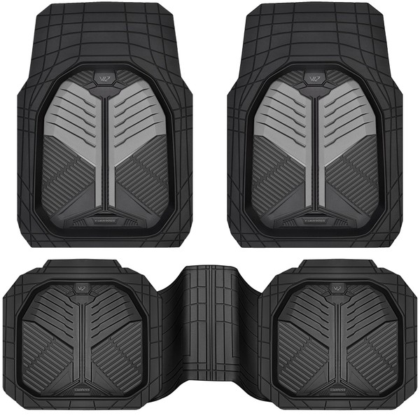 CAR PASS CAR PASS Heavy Duty Rubber Car Mats, Deep-Dish