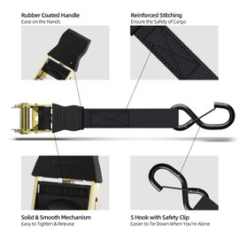 Ratchet Tie Down Straps with Safety Clip 4-Pack 1" x 15' & 4 Soft Loops - 500 lbs Load Cap 1500 lbs Breaking Limit, Ohuhu Ratchet Tie Downs Logistic Cargo Straps for Moving Appliances, Motorcycle