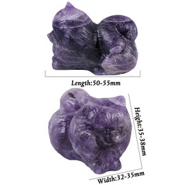 Nupuyai Amethyst Stone Cat Figure Decoration, Mini Gemstone Cat Animal Figure Kitten Statue, Small Healing Stone, Crystal Cat Gift for Home Office Table Decoration