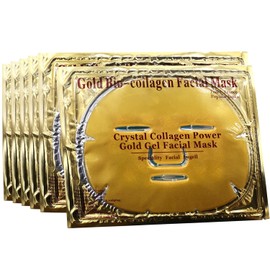 6 máscaras de gel de colágeno de 24 quilates, tratamiento facial, máscara hidratante profunda para la piel antiedad, antihinchazón, antiarrugas y revitalizante, Dorado
