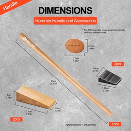 36 Inch Sledge Hammer Handle Replacement, 1-Pack Heavy Duty Maul Handle & Splitting Maul Handle Replacement, Compatible with Stiletto Hammer Handle & Ax Handles Replacement for Demolition, Yard Work