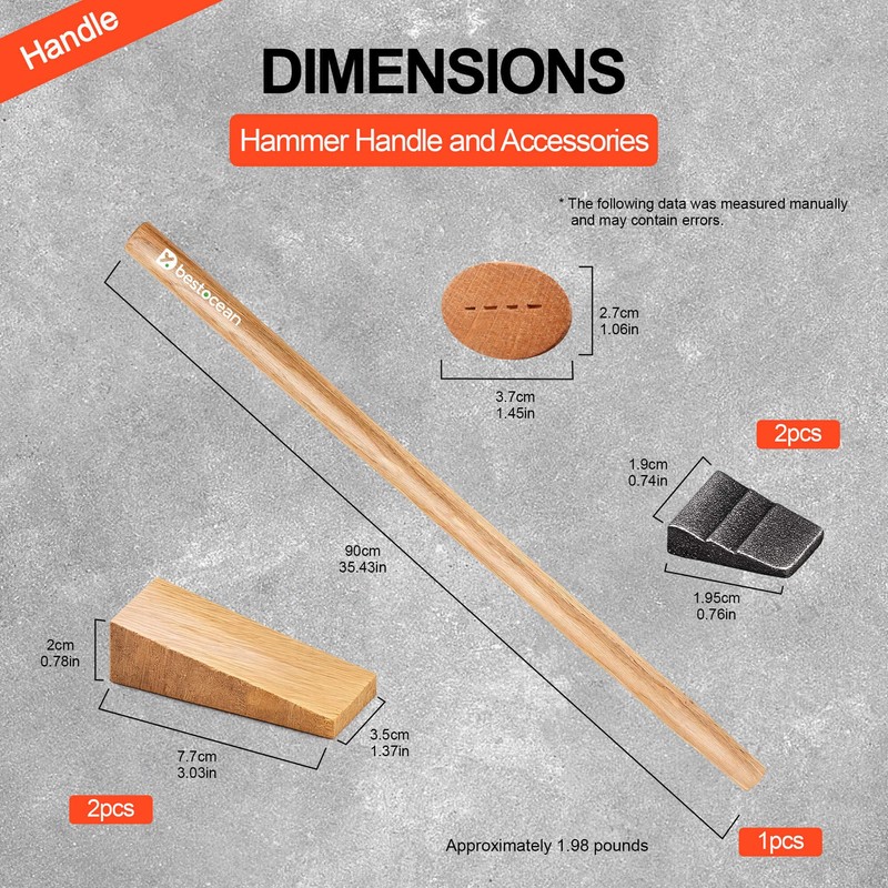 36 Inch Sledge Hammer Handle Replacement, 1-Pack Heavy Duty Maul
