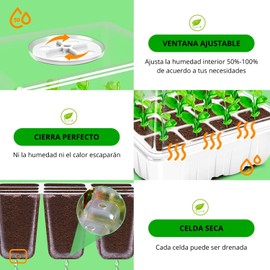 Ukipos Set de 10 Bandejas de Germinación de Semillas, Macetas para Sembrar, Bandejas de 120 Celdas con Cúpula de Humedad y Tapa, Bandejas de Cultivo Ideal para Invernadero y Jardinería (Blanco)