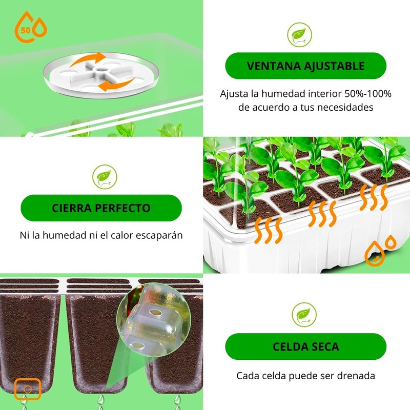 Ukipos Set de 10 Bandejas de Germinación de Semillas, Macetas