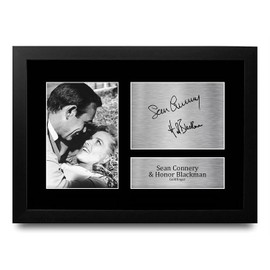 HWC Trading FR A4 Sean Connery & Honor Blackman James Bond Goldfinger Gifts Printed, Signed Autograph Picture For Movie Memorabilia Fans - A4 Framed