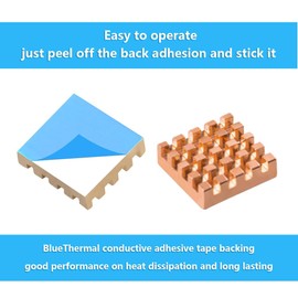 GeeekPi 8PCS Pure Copper Heatsinks 15x15x5mm with Thermal Conductive Adhesive Tape for Electronic Chip Cooling,Compatible with Raspberry Pi/Orange Pi/Rock Pi/Banana Pi/Tinker Board/PCB Board