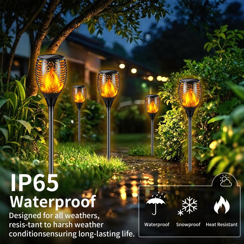 Solar Lights Outdoor 99 LED Higher & Larger Flickering Flame