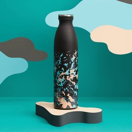 B2DO Stainless Steel Water Bottle, 750 ml, Black, Green, Reusable Vacuum Metal Thermos Flask, Water Bottle, Leak-Proof Insulated Thermos Flask, BPA-Free Insulated Flask for Sports, Office