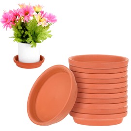 MAQUITA 12Pcs Terracotta Pot Plant Saucers, 4.5 Inch Flower Pot Saucers, Durable and Thicker Plant Trays, Red Clay Pot Saucers for Indoor Outdoor Plants