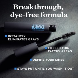 Just for Men Just for Men 1-Day Beard & Brow Color, Temporary Color for Beard and Eyebrows, For a Fuller, Well-Defined Look, Up to 30 Applications, Black