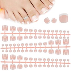 84 Pcs French False ToeNails Tips, 14 Size French Artificial Manicure Fake Toe Nails, Full Cover Acrylic ToeNails Art Tips for Ladies Women Girls Nail Decorations