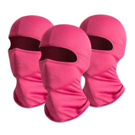 3 Pieces Balaclava Ski Mask for Women Men Head Mask Full Face Cover Mask Sun UV Protection Hood for Skiing Cycling Pink