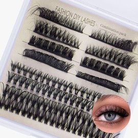 Magrace Eyelash Extension Kit DIY 88 PCS Individual Cluster Lashes with 10-16mm Mix Lash Clusters and 4 Different Styles Easy to Apply at Home