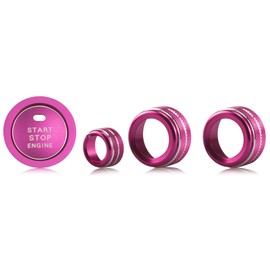 HDUFC 5pcs for Subaru Crosstrek/Impreza 2024 2025, Forester 2025, Legacy Outback 2020-2025, WRX, Ascent Volume Adjustment Knob, Mirror Knob Cover, Start Button Cover/Ring (Rose red)