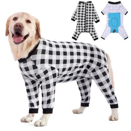Dog Recovery Suit Full-Zipper After Post-Surgery Large Medium Dogs, Dog Bodysuit for Prevent Licking& Chewing Wounds Onesies Cone Alternative (Black, 4X-Large)