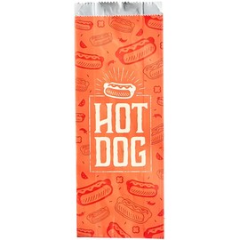 OCS Parts 250-Count 9" Printed Foil Hot Dog Bags | Heavy Duty Grease Resistant Heat Retention Hot Dog Bags for Home, to Go, Take Out, Delis, School Lunches, Food Trucks and Concession Stands