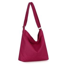 Covelin Women's Retro Large Size Canvas Shoulder Bag Hobo Crossbody Handbag Casual Tote Persian plum