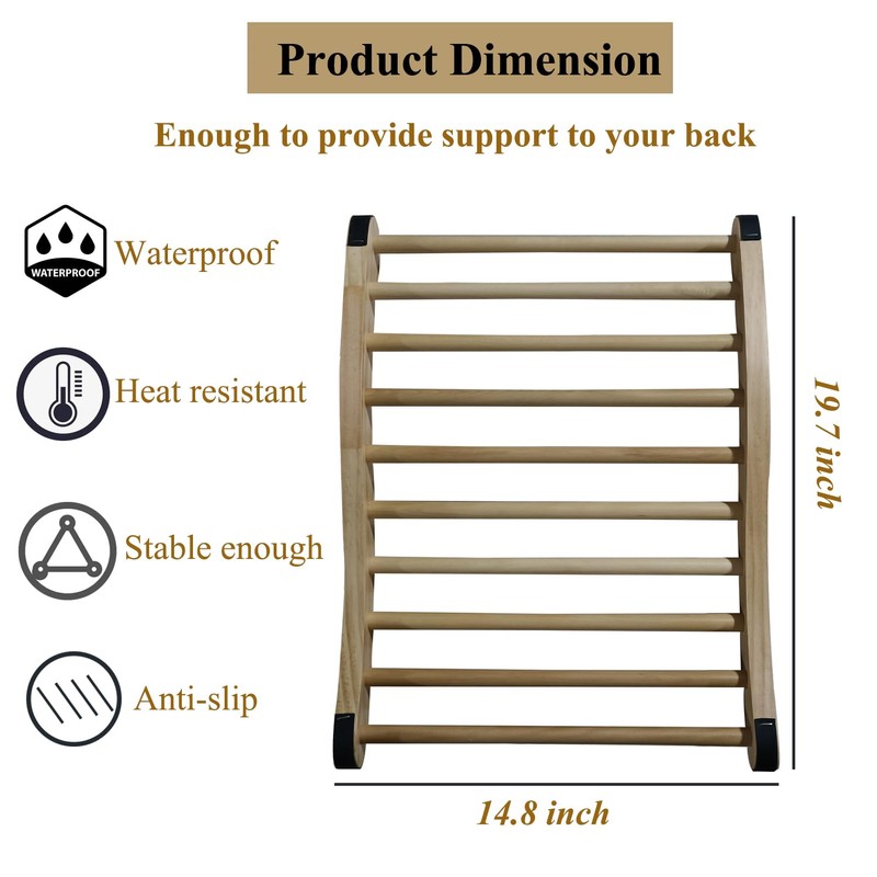 NUIBY Non-Toxic Cedar Sauna Backrest for Barrel or Infrared Sauna,
