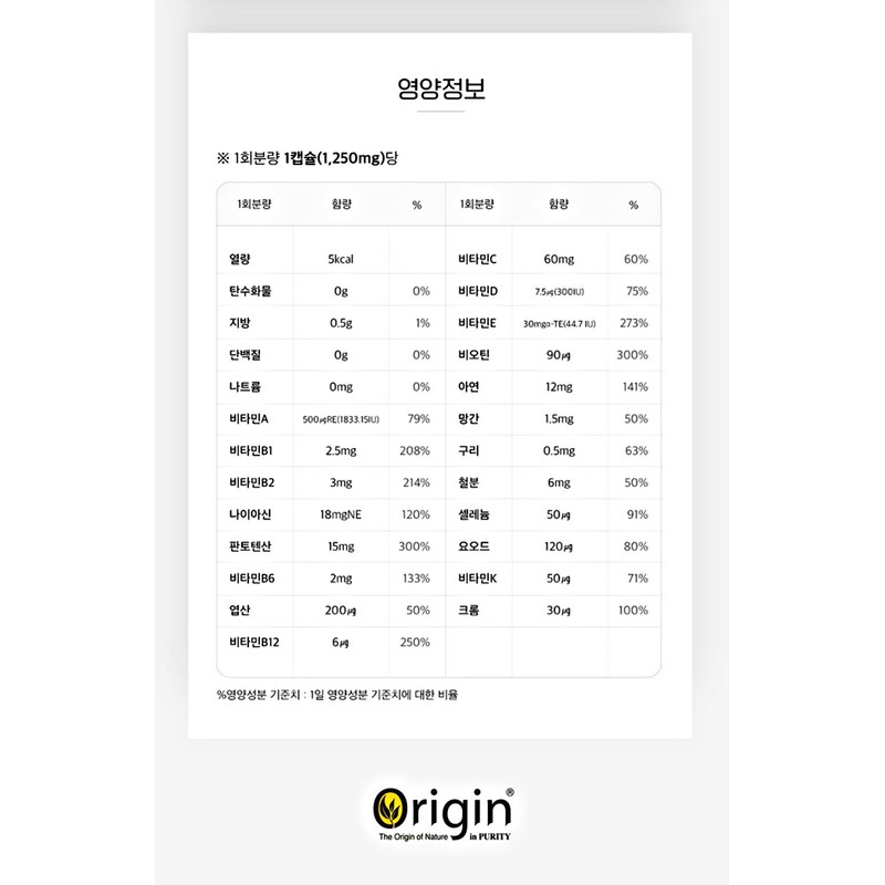 origin [Origin] Multivitamin & Mineral for Men 1250mg x 90