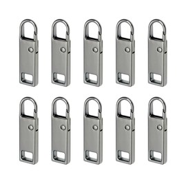 Nickel Metal Zipper Pull Replacement for Backpack Nickel Heavy Duty Zipper Extender Cord for Bag Suitcase Jacket 10pcs