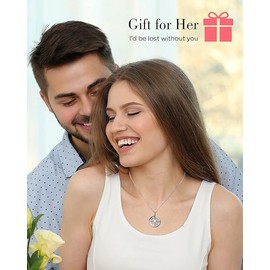 S925 Necklace Gift for Wife |Compass Jewelry |Women Anniversary |Sterling Silver |Girlfriend Birthday Gifts for Her Valentines |I'd be Lost without You |Jewel 18K Gold