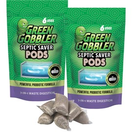 Green Gobbler Septic Tank Treatment Packets, 12 Month Supply - Powerful Natural Bacterial & Enzymes to Prevent Costly Septic Issues, Back-Ups, Foul Odor