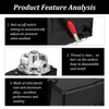 FBANG Air Compressor Pressure Switch Control Valve 135-175 PSI，Horizontal 4-way